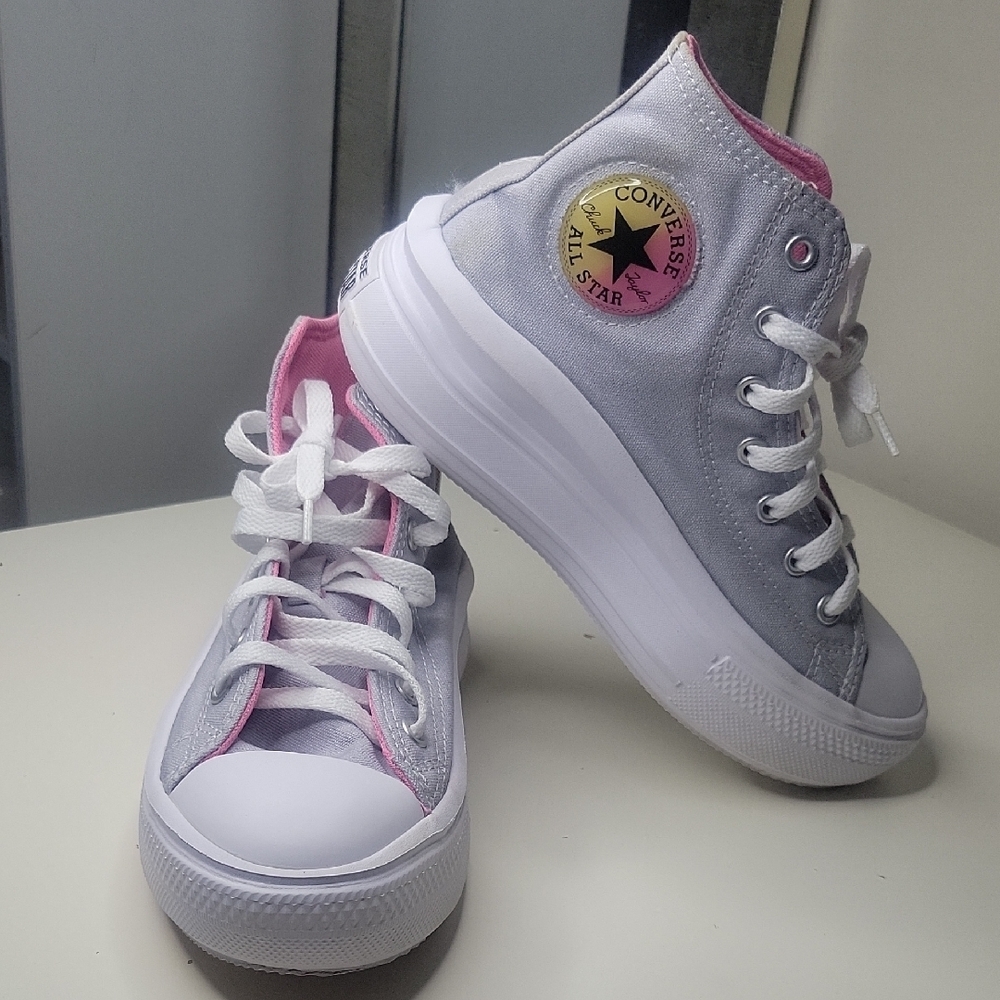 Converse Gray and Pink High-Top Sneakers Sz3